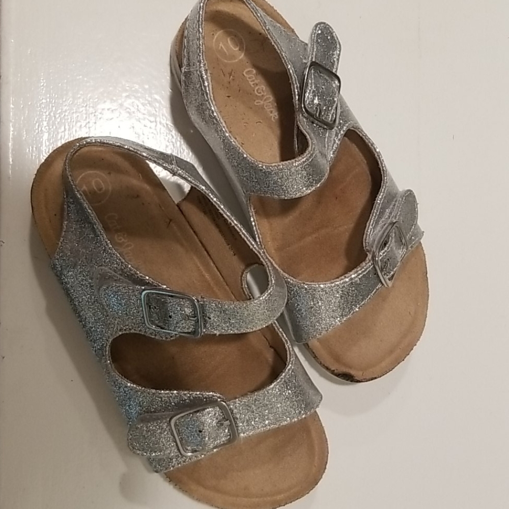 Silver Sandals sz 11 toddler
